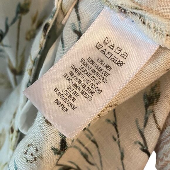 Cynthia Rowley Sz M Beige Sage Green Floral Linen Side Pocket Work Casual Dress - Picture 7 of 7